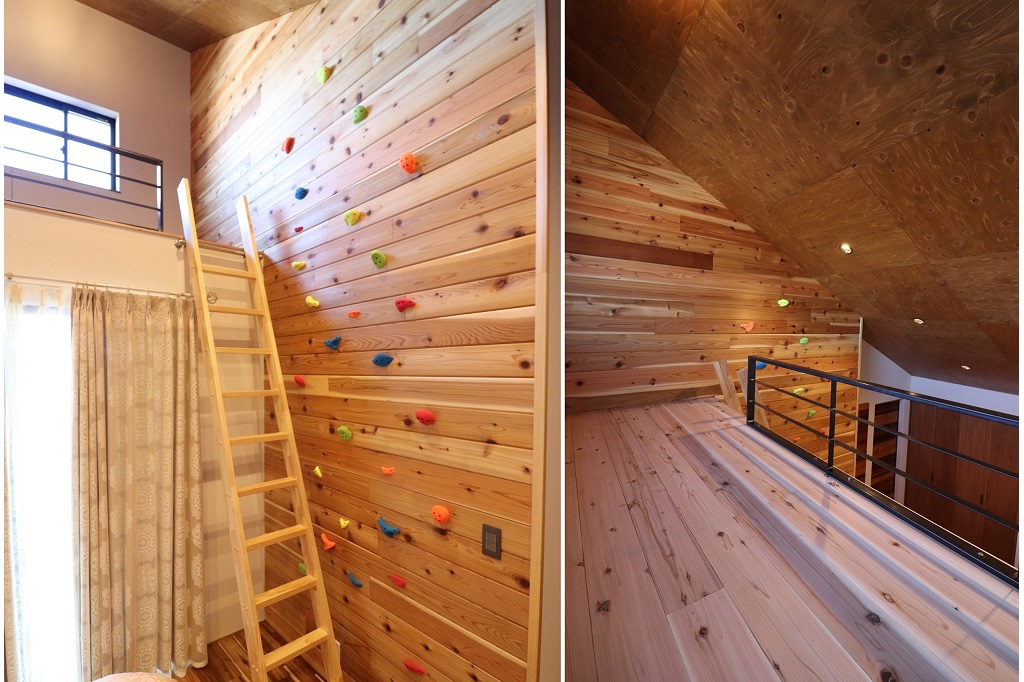 ボルダリングができるロフト秘密基地